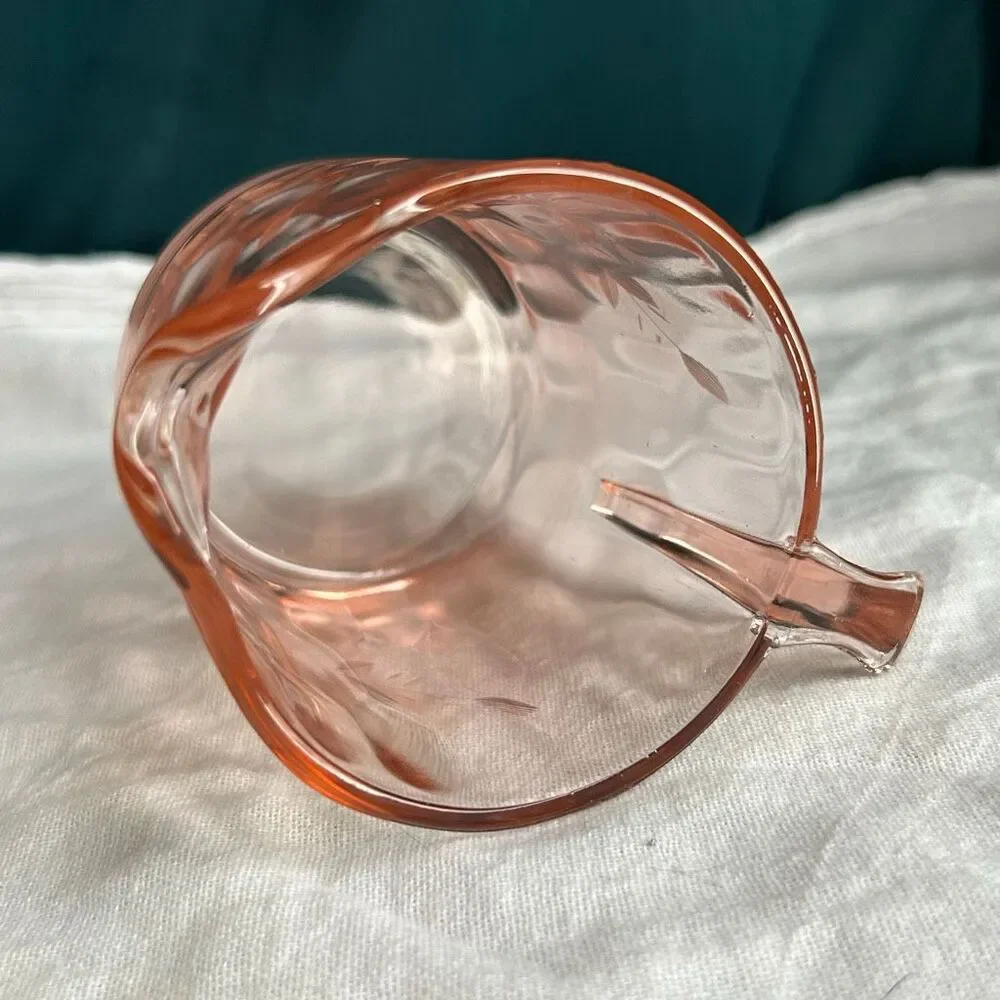 Vintage Hex Optic Pink Glass Creamer Jeannette